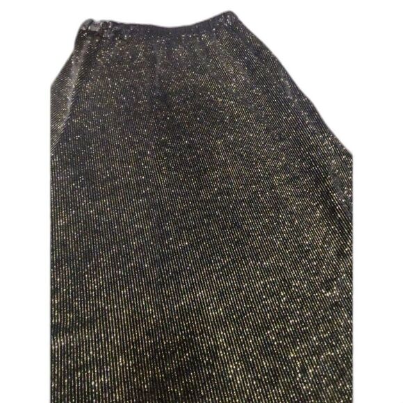 Women's Sam Fashion New York Black Gold Sparkly Elastic Long Skirt Size XSmall - Picture 3 of 7